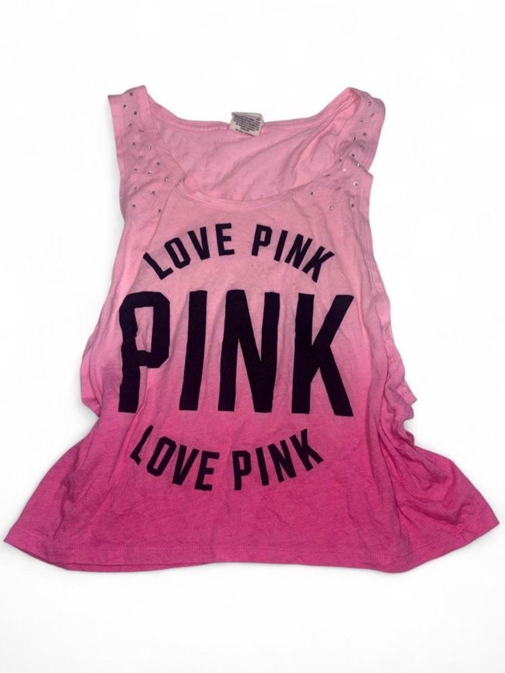 Vintage Y2K PINK Victoria's Secret Ombre Pink rhinestone Tank